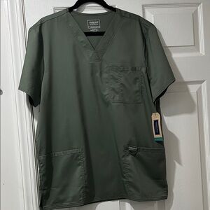 Cherokee Men's Green V-Neck Scrub Shirt